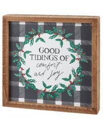Good Tidings of Comfort Inset Box Sign by Annie Quiglet for Primitives by Kathy