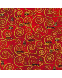 Gustav Klimt Swirls Red from Robert Kaufman