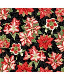 Holiday BotanicaAmarylis  Poinsettias Black from Henry Glass