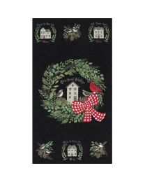 Holidays at Home Panel Charcoal Black by Deb Strain for Moda Fabrics