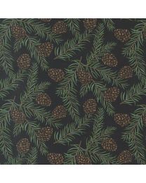 Holidays at Home Pinecones Charcoal Black by Deb Strain for Moda Fabrics