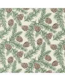 Holidays at Home Pinecones Snowy White by Deb Strain for Moda Fabrics