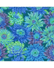 Kaffe Fasset Collective Tropical Water Lilies Blue by Philip Jacobs for Free Spirit