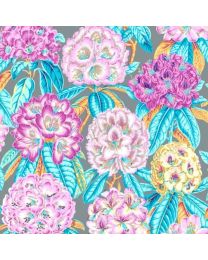 Kaffe Fasset Rhododendrons Grey by Philip Jacobs for Free Spirit 