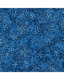 Kasuri Artisan Batiks Florals Blue by Lunn Studios for Robert Kaufman