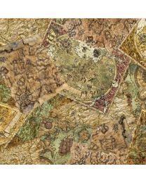 Legendary Journeys Fantasy Map by Jason Yenter for In The Beginning Fabrics 