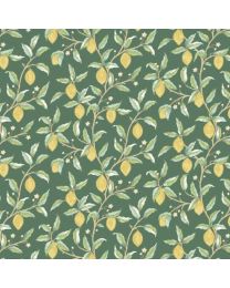 Leicester Lemon Tree Dark Green by The Originial Morris  Co for Free Spirit Fabrics
