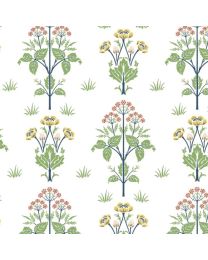 Leicester Meadowsweet in White by The Originial Morris  Co for Free Spirit Fabrics