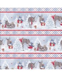 Little Donkeys Christmas Border Print