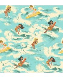 Malibu Sufer Girl Aquamarine by Heather Ross from Windham Fabrics