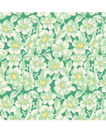 Nana Mae 4 Tossed Large Daisy Green from Henry Glass