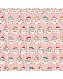 Oh What Fun Santa Heads Pink by Elea Lutz for Poppie Cotton