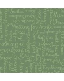 One Snowy Day Christmas Greetings Words Dark Green by Hannah Dale for Maywood Studio
