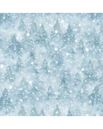 One Snowy Day Christmas Snowscape Blue by Hannah Dale for Maywood Studio