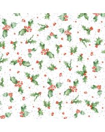 One Snowy Day Holly Floral White by Hannah Dale for Maywood Studio