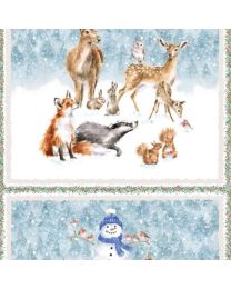 One Snowy Day Snowy Panel Blue by Hannah Dale for Maywood Studio