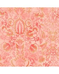 Poppy Hill Coral Damask by Studio RK for Robert Kaufman