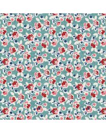 Posies Blue Grass from the Wander Lane Collection by Nancy Halverson for Benartex