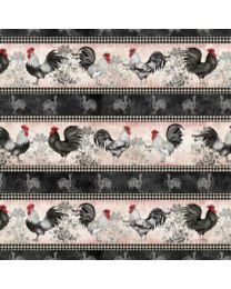 Proud Rooster Stripe Multi by Susan Winget for Wilmington Prints