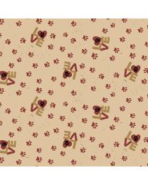 Purrfection Paw Prints Red by Dan DiPaolo for Clothworks 