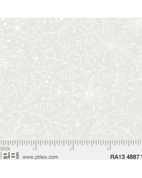 Ramblings 13 Outline Floral White on White by P  B Textiles