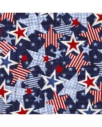 Red White and Starry Blue Too Patrotic Stars by Chelsea Design Works for Studio E Fabrics 