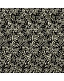 Reminiscence Paisley Black from Andover Fabric