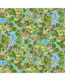 River Romp Lily Pads Allover Green by Sharon Kuplack for Henry Glass