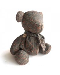 Sashiko Teddy Bear Nep Yarn Fabric Brown by Ky Fujita for QH Textiles