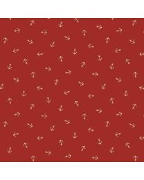Seaside Little Anchors Red by Paula Barnes for Marus Fabrics