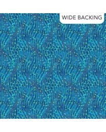 Shimmer Paradise Wave Texture Metallic Blue Wide Back 108 by Deborah Edwards for Northcott