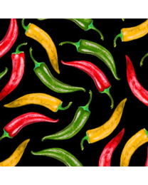 Smokin Hot Peppers on Black Background from Northcott