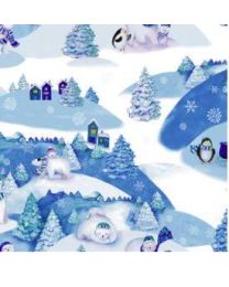 SnowVille Winter Toile Blue by Clothworks