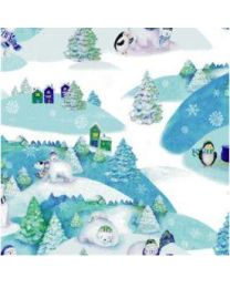 SnowVille Winter Toile Sky by Clothworks
