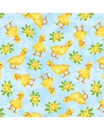 Spring is Hare Light Blue Ducklings by StudioEvaV for Blank Quilting
