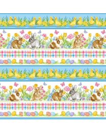 Spring is Hare Multi Stripe by StudioEvaV for Blank Quilting 