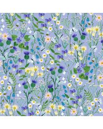Springtime Wildflowers Light Periwinkle by Rebecca Jones for Clothworks