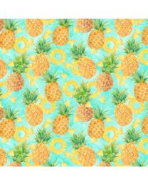 Squeeze The Day Pineapple Blue by Cynthia Coulter for Wilmington Prints