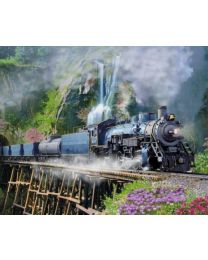 Steam in the Spring Train on Trestle  Panel