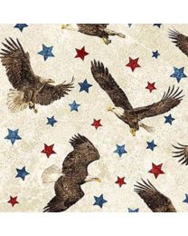 Stonehenge Stars  Stripes 11 Eagles with Stars on Cream from Northcott