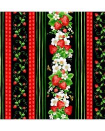 Strawberries and Blooms Border Stripe from Timeless Treasures