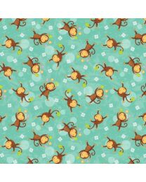 Sweet Safari Agua Tossed Monkeys by Victoria Hutto for Studio E Fabrics 