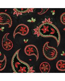 Tartan Holiday Black Paisley Toss by Danielle Leone for Wilmington Prints