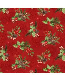 Tartan Holiday Red Foliage Toss by Danielle Leone for Wilmington Prints
