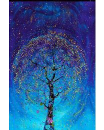 Utopia Metallic Tree Panel Blue by Chong-A Hwang for Timeless Treasures
