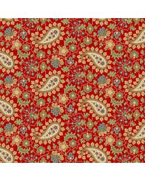 Villa Flora Dotted Paisley Red by Paula Barnes for Marcus Fabrics