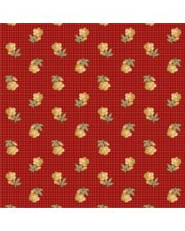 Villa Flora Floral Flower Check Red by Paula Barnes for Marcus Fabrics