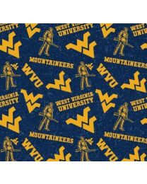 NCAA-West Virginia Mountaineers Tone on Tone Cotton by Sykel