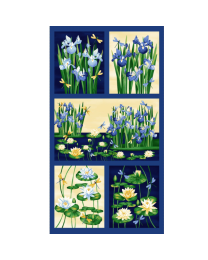 Water Lily Magic Crane Waterlily Panel by Jan Mott  from Henry Glass