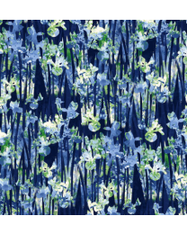Water Lily Magic Iris Texture Indigo by Jan Mott  from Henry Glass